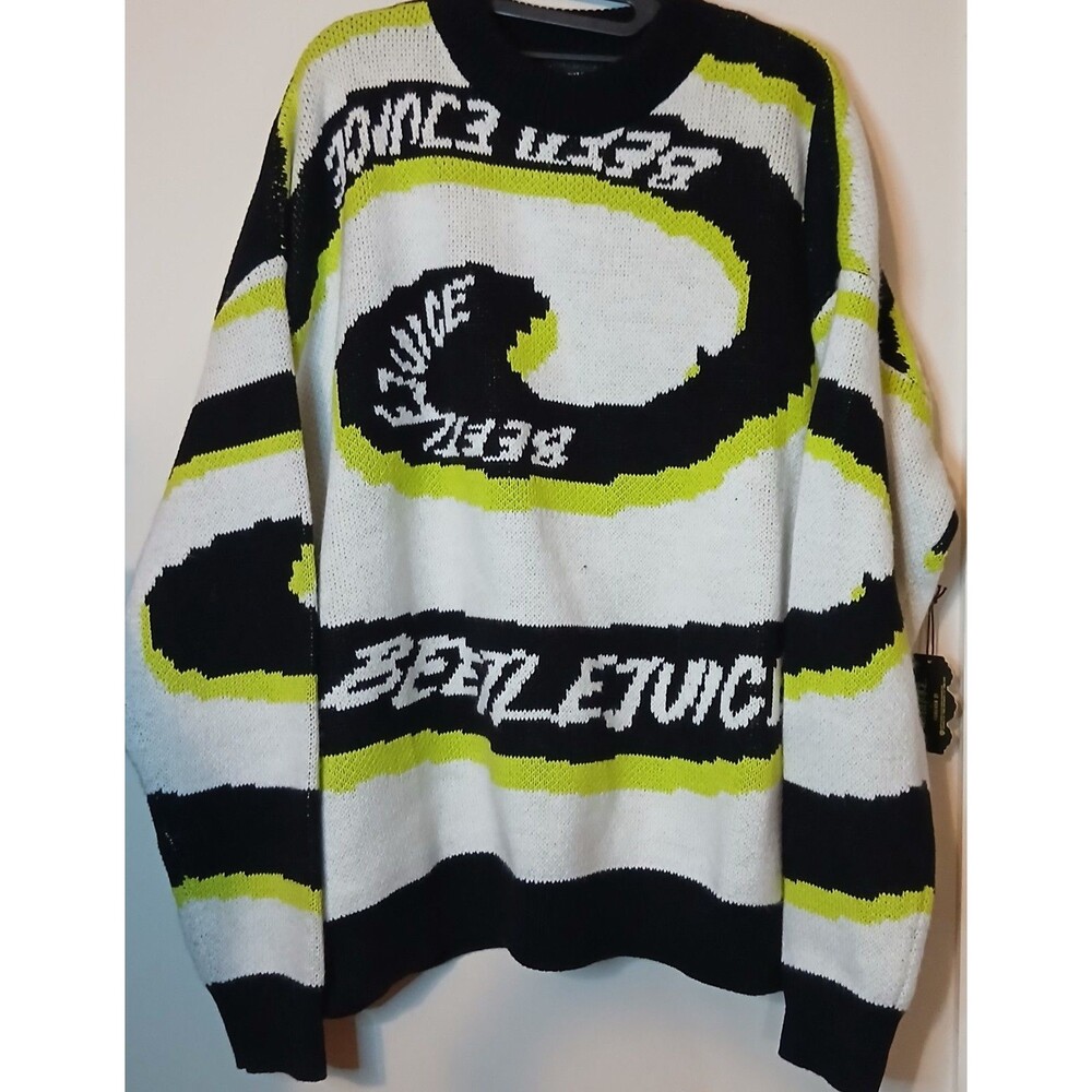 Beetlejuice Forever 21 Sweater Womens Medium Oversized Spiral Halloween NWT